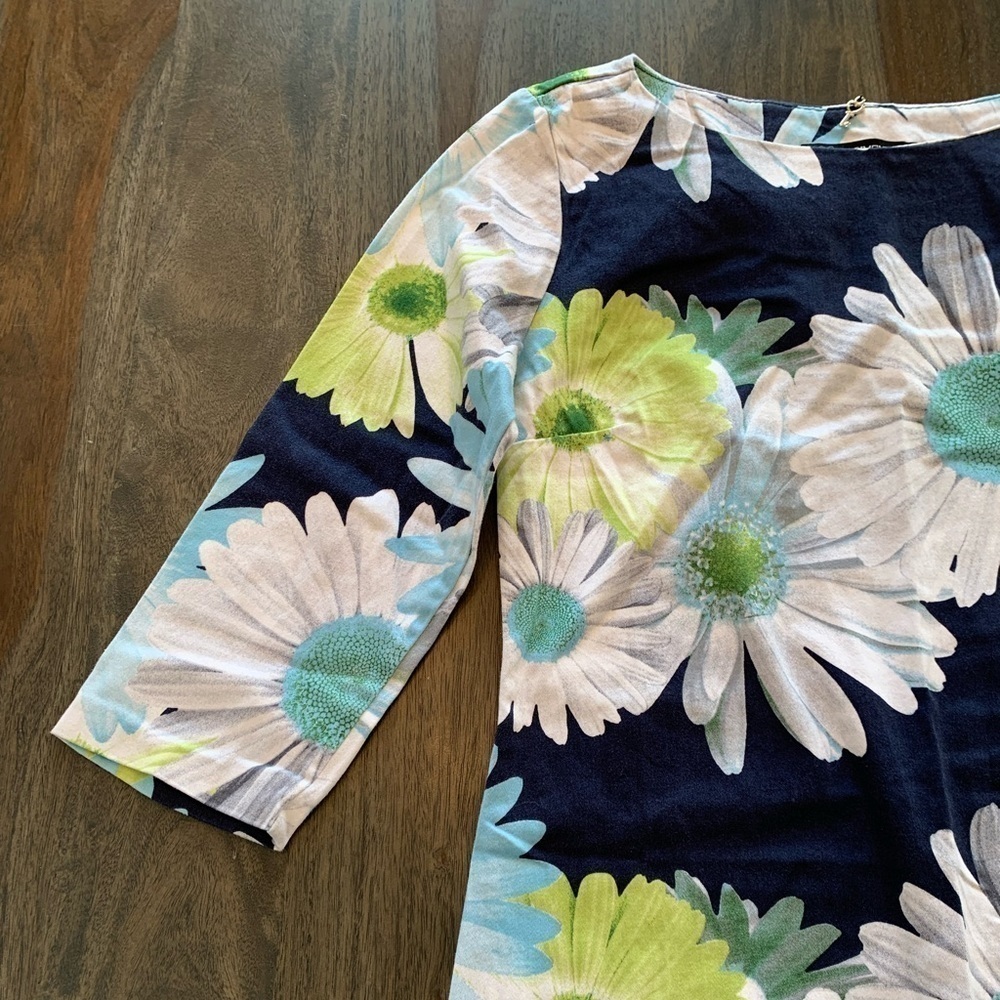Rinascimento Dress Sz Small Floral Flowers Blue Green Italy 3/4 Sleeves bold - Picture 16 of 16